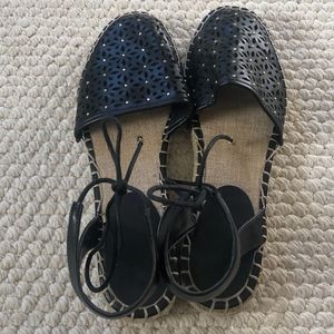 Black and Gold Tie Espadrilles